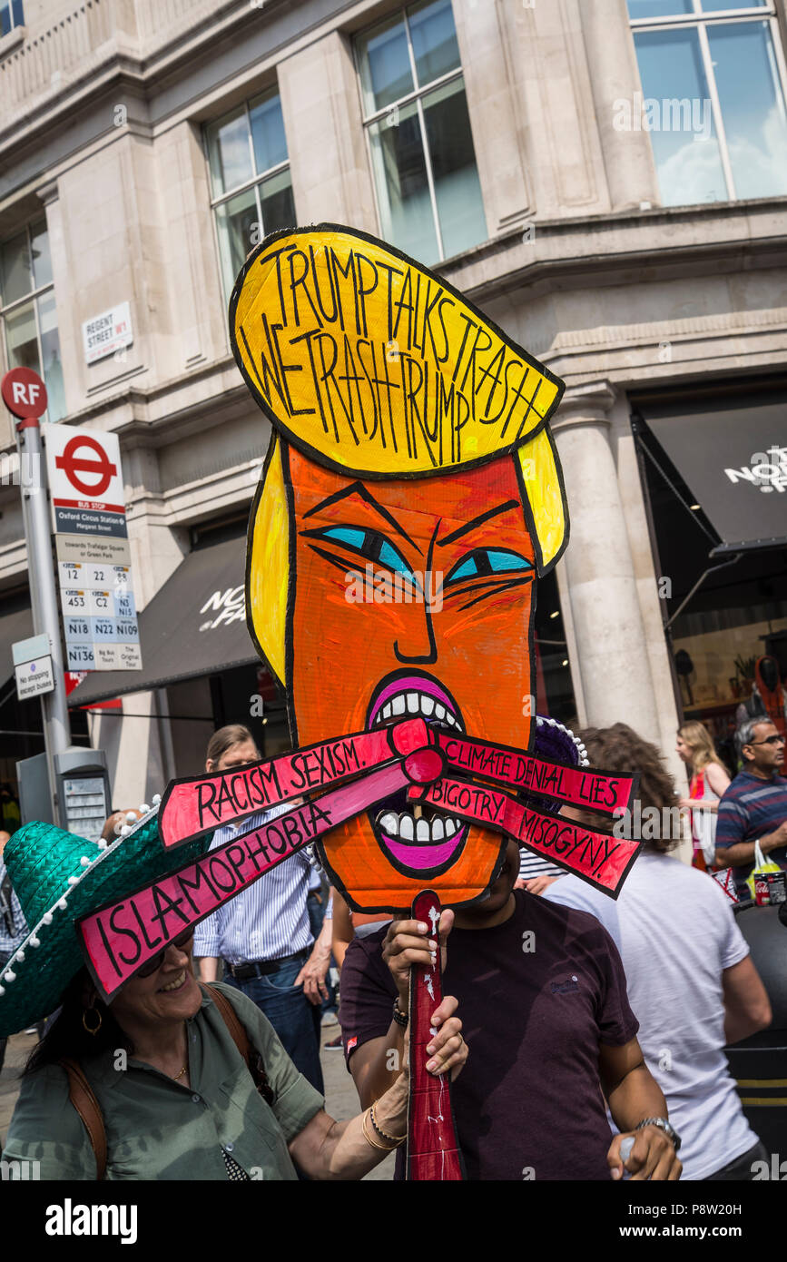 London, UK. 13th July 2018.Anti-Trump demonstration, London, UK 13.07.2018 Credit: Bjanka Kadic/Alamy Live News Stock Photo