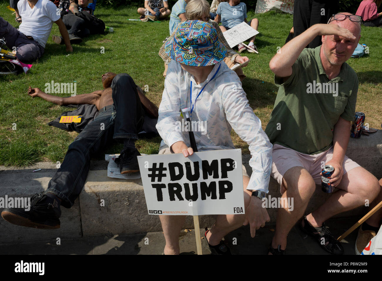 London, UK: Protesters against the visit of US President Donald Trump to the UK, march through central London, on 13th July 2018, in London, England.  Photo by Richard Baker / Alamy Live News Stock Photo