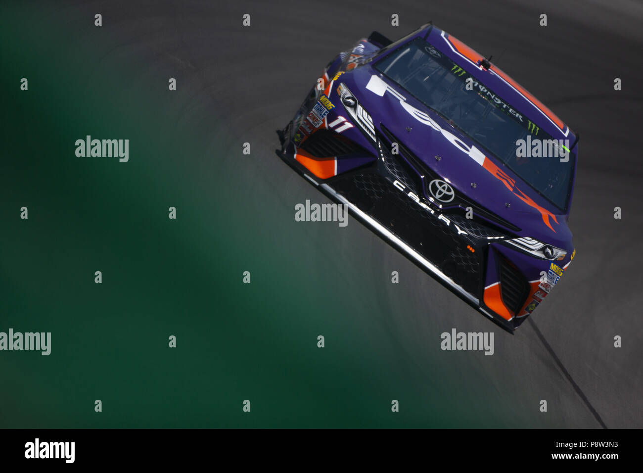 Sparta, Kentucky, USA. 13th July, 2018. Denny Hamlin (11) practices for the Quaker State 400 at Kentucky Speedway in Sparta, Kentucky. Credit: Stephen A. Arce/ASP/ZUMA Wire/Alamy Live News Stock Photo