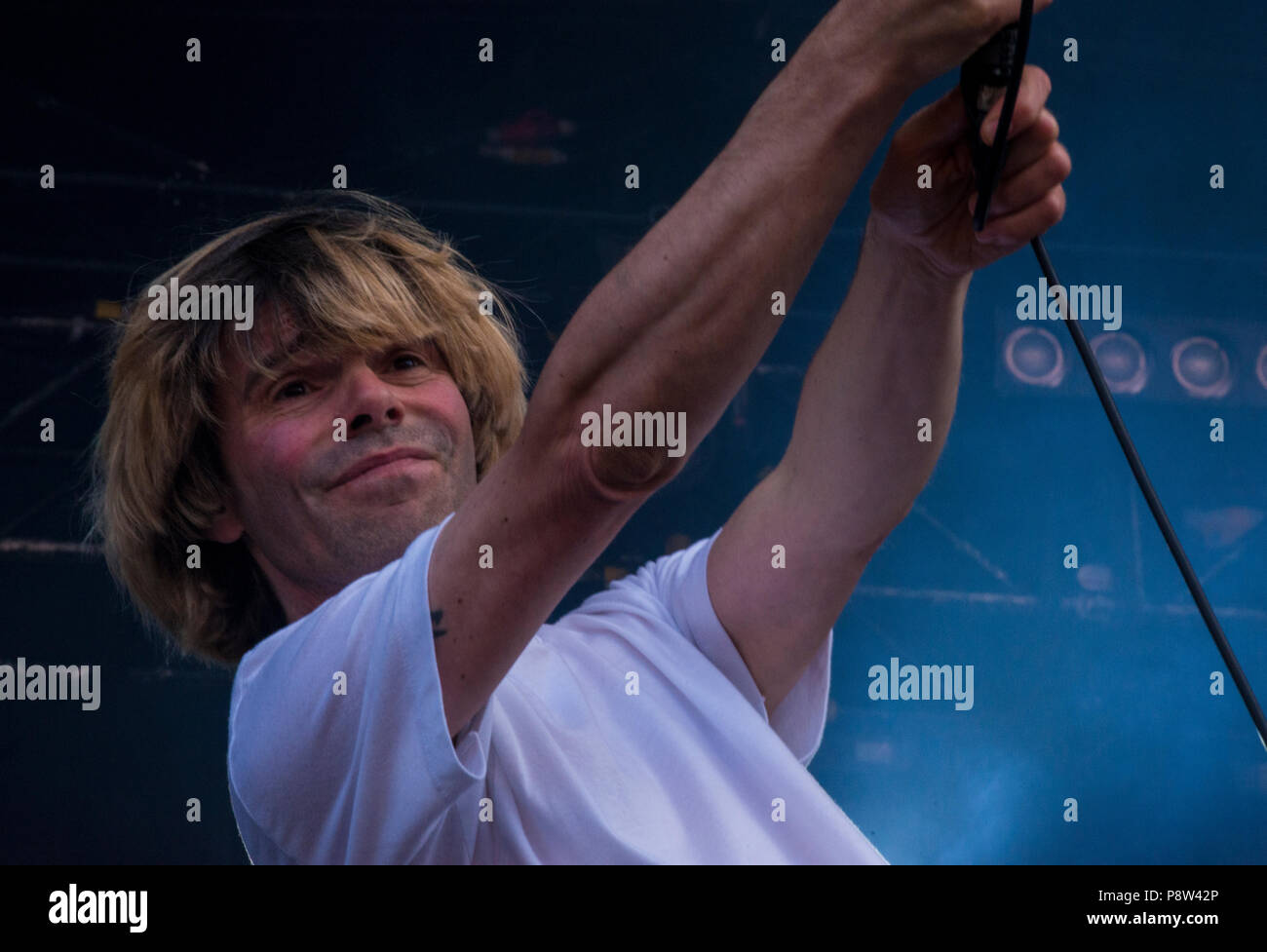 Tim Burgess of The Charlatans performing live on the Obelisk Stage at Latitude Festival, Henham Park, Suffolk, England, 13 July 2018. Stock Photo