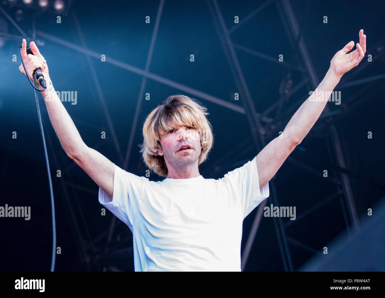 Tim Burgess of The Charlatans performing live on the Obelisk Stage at Latitude Festival, Henham Park, Suffolk, England, 13 July 2018. Stock Photo