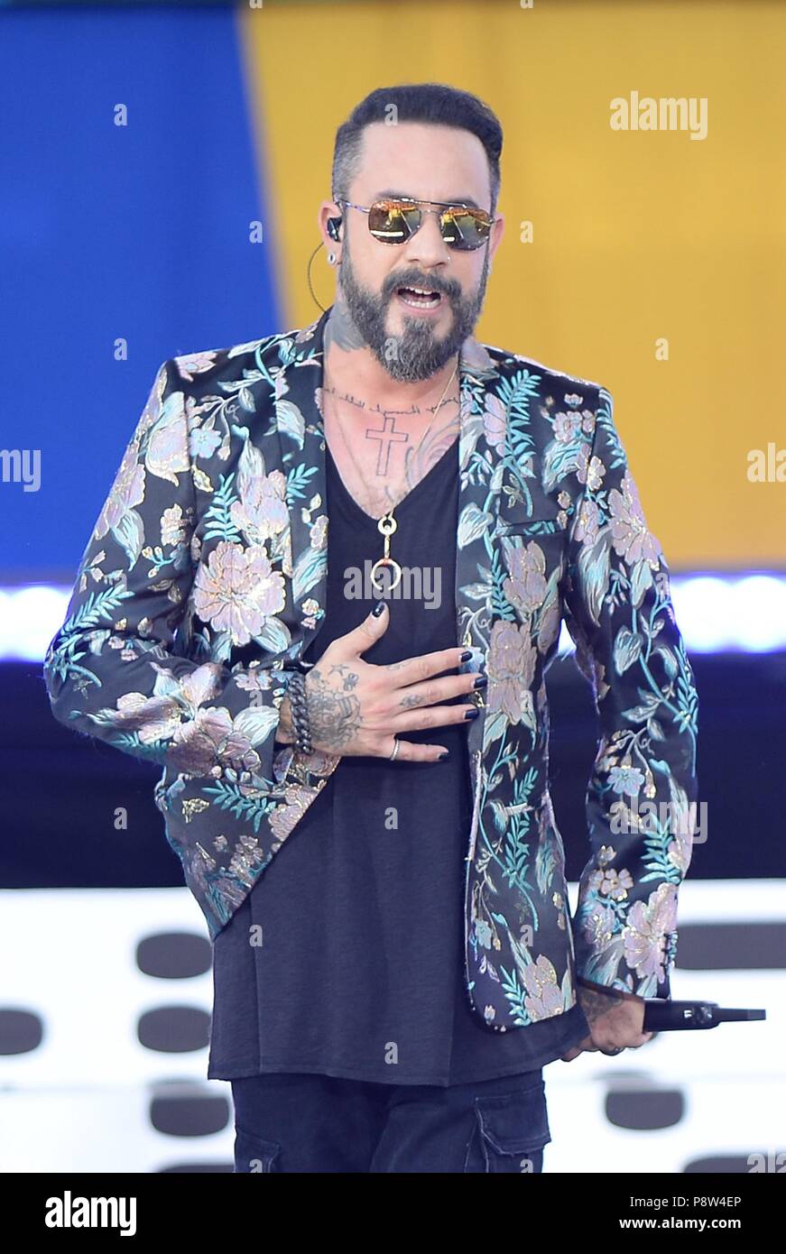 New York Ny Usa 13th July 18 Backstreet Boys A J Mclean On Stage For Good Morning America Gma Summer Concert Series With The Backstreet Boys Rumsey Playfield In Central Park New