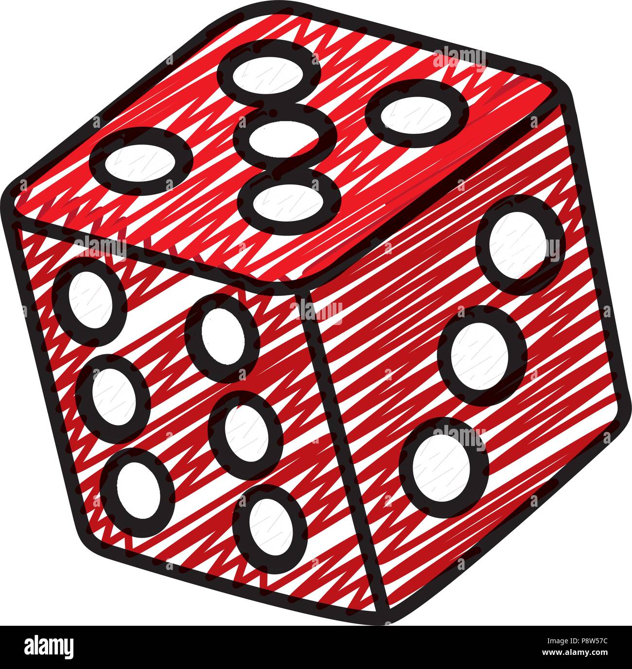 doodle casino cube dice play numbers vector illustration Stock Vector ...