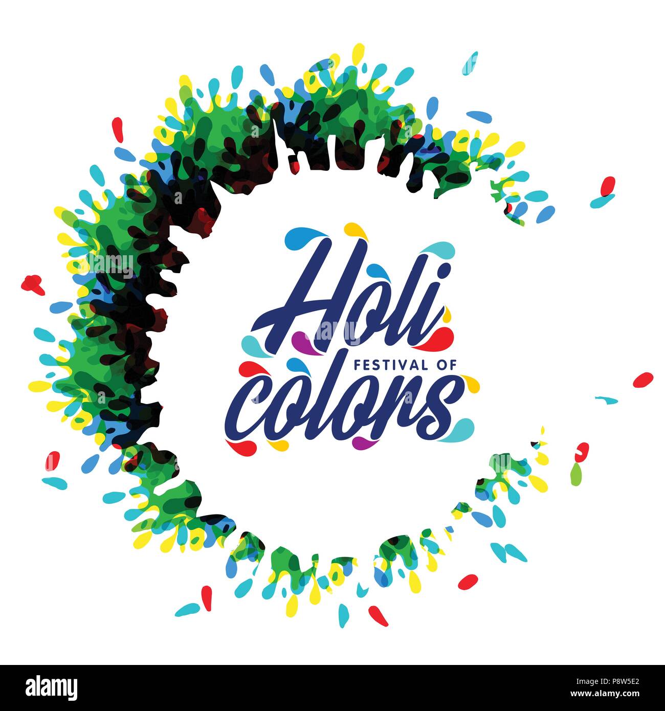 happy holi festival. white holi background having creative typography and  multi water colors. For web design and application interface, also useful  fo Stock Vector Image & Art - Alamy