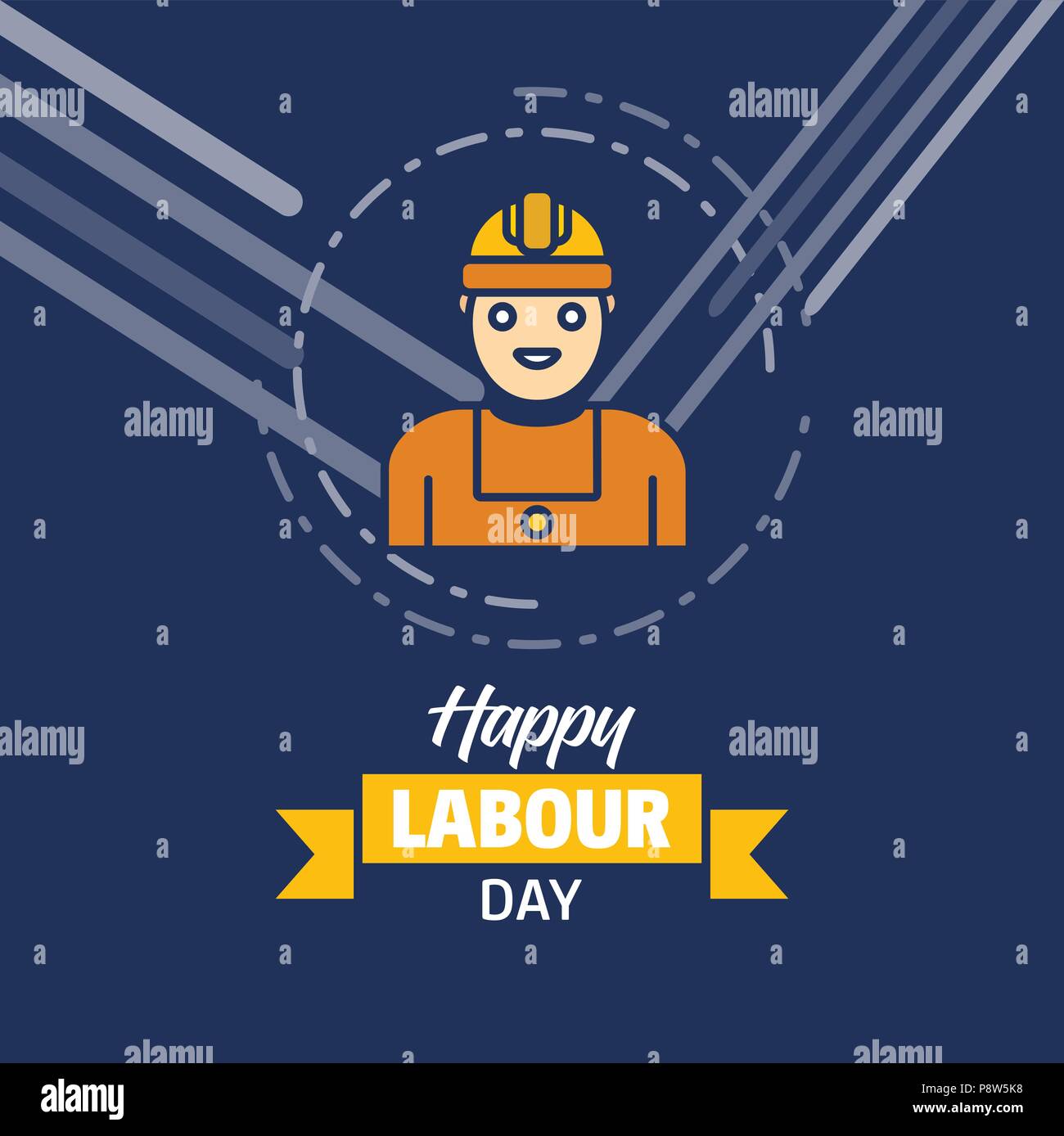 Happy Labour day design with yellow and blue theme vector with hardware