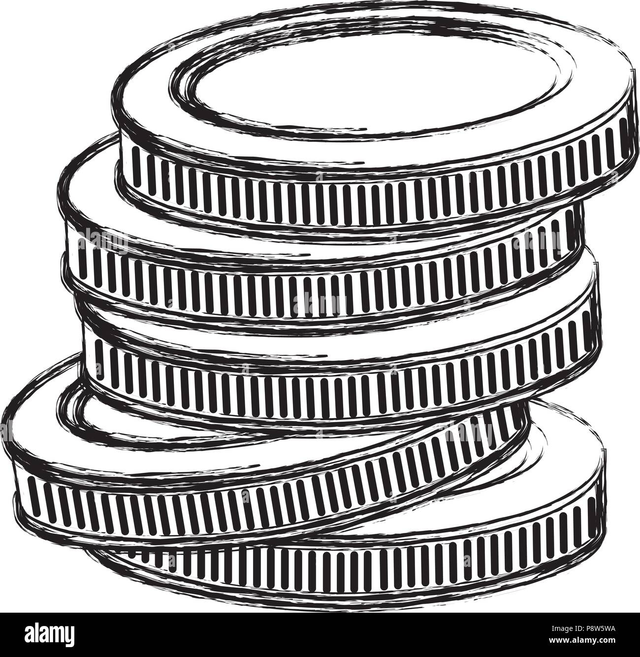 Grunge Metal Coins Economy Money Currency Vector - 