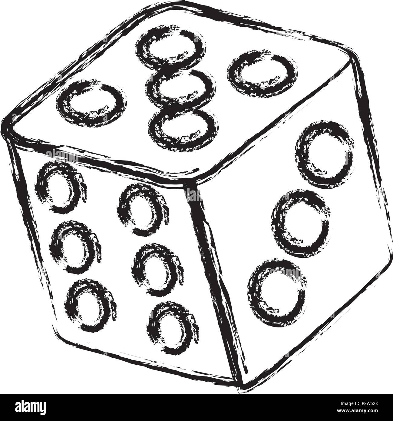 grunge casino cube dice play numbers vector illustration Stock Vector ...