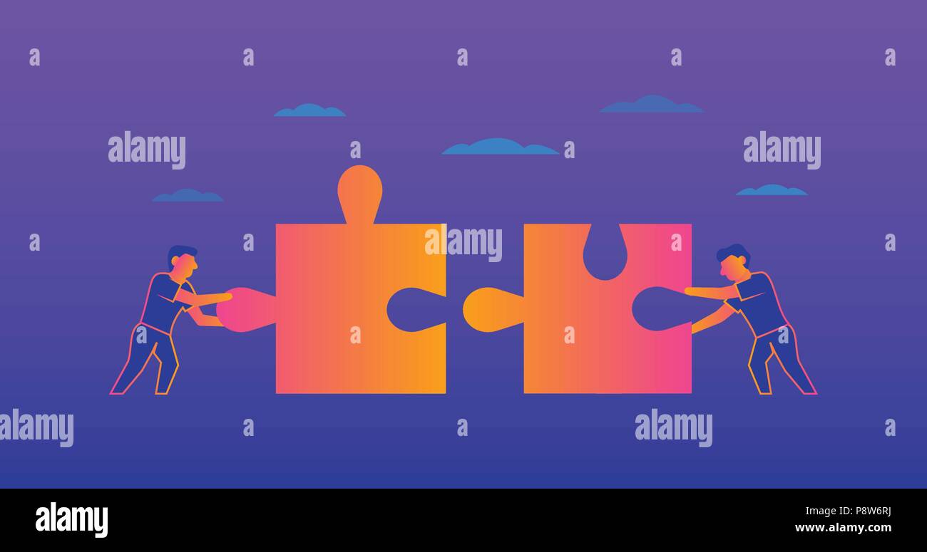 Teamwork Gradient illustration on violet background Stock Vector