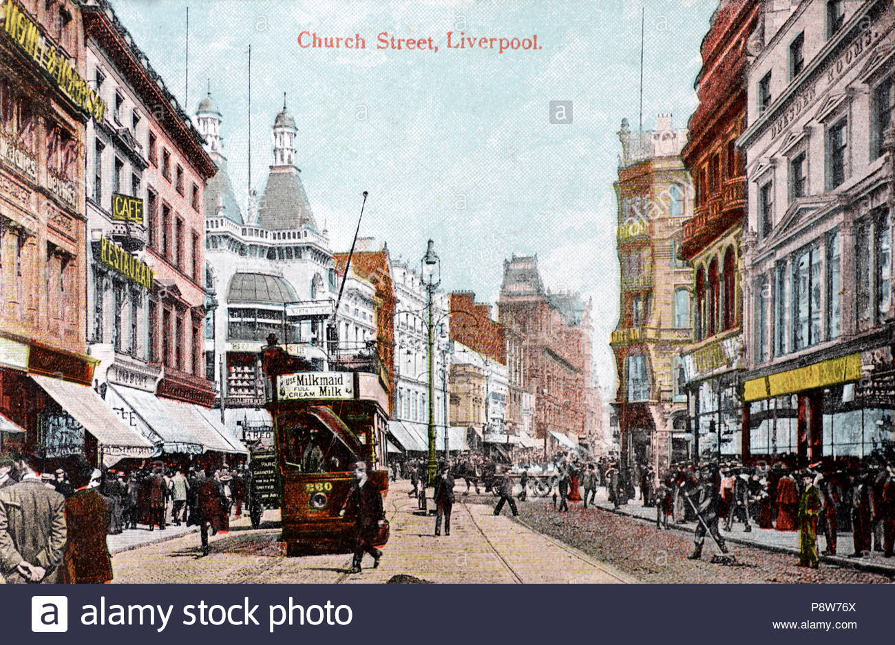 Church Street Liverpool Vintage Postcard From 1910 Stock Photo Alamy