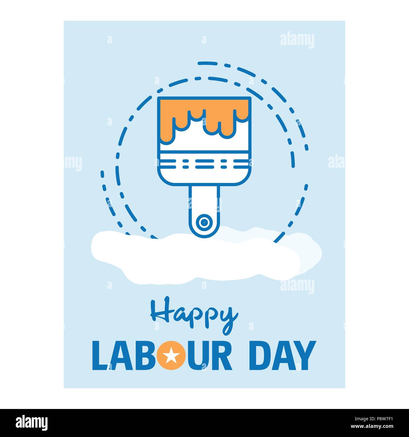 Happy Labour day design with vintage theme blue and orange with paint ...