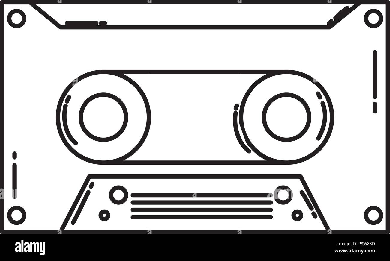 line cassette retro audio tape stereo vector illustration Stock Vector ...