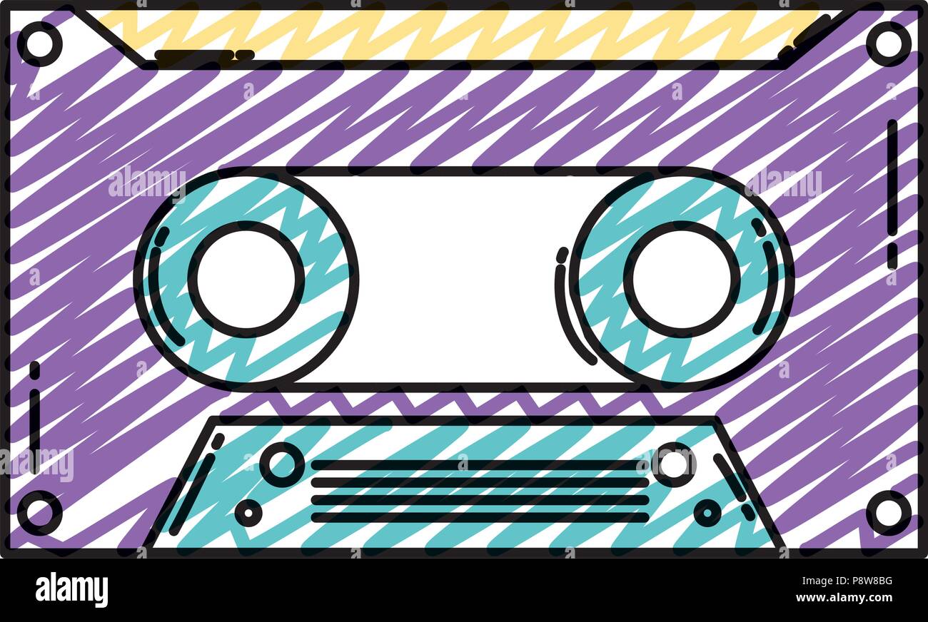 doodle cassette retro audio tape stereo vector illustration Stock ...