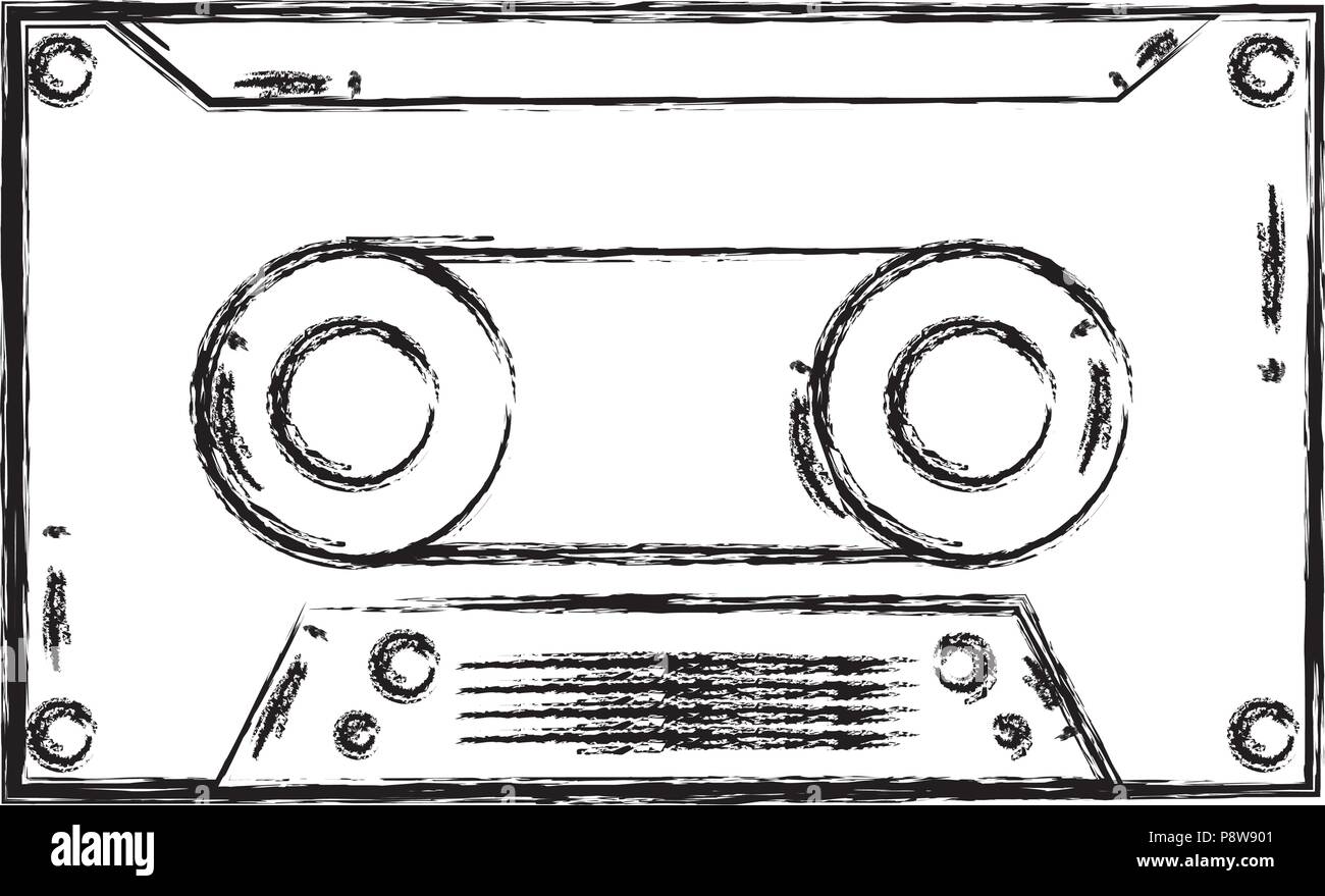 grunge cassette retro audio tape stereo vector illustration Stock ...