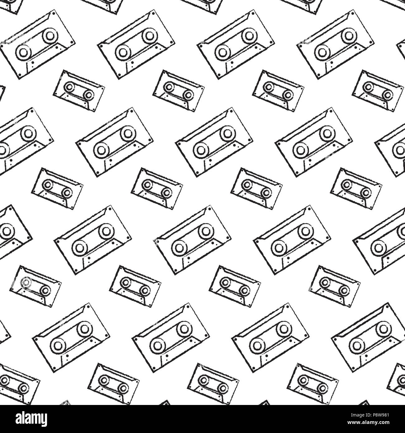 grunge tape cassette retro music background vector illustration Stock ...