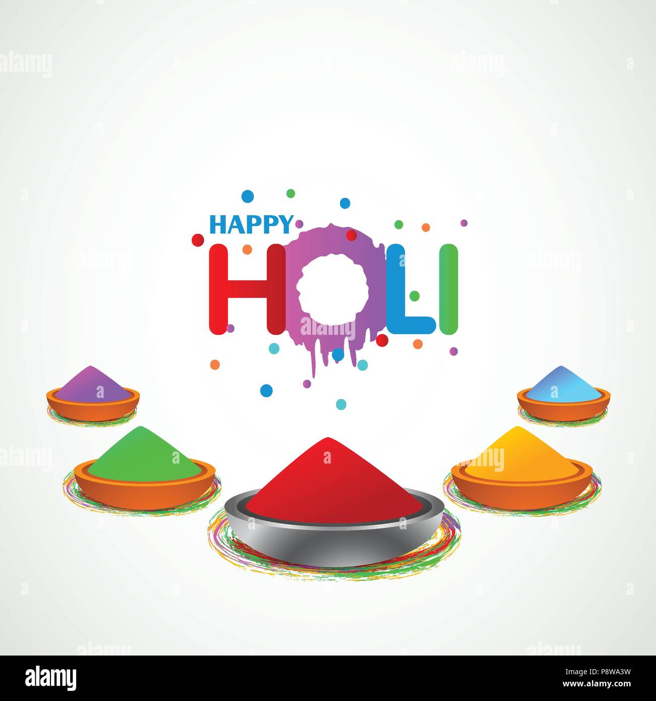 happy holi festival. white holi background with color pots and creative  typography. For web design and application interface, also useful for  infograp Stock Vector Image & Art - Alamy