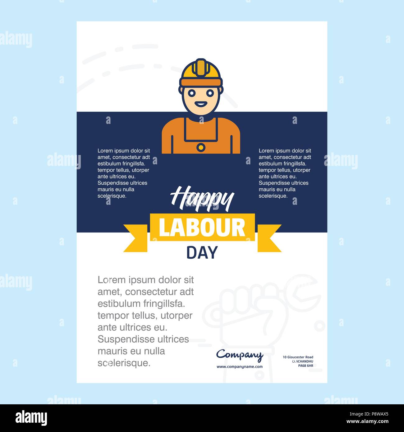 Happy Labour day design with yellow and blue theme vector with hardware