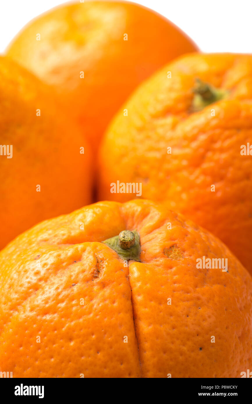 Bunch of Organic Oranges, close up and isolated Stock Photo