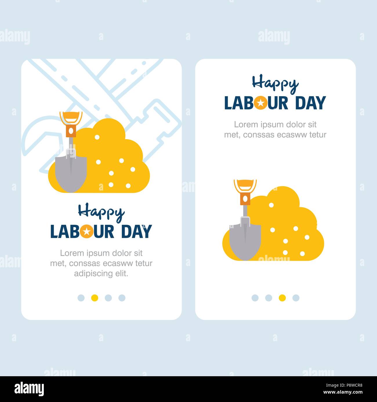 Happy Labour day design with yellow and blue theme vector with hardware