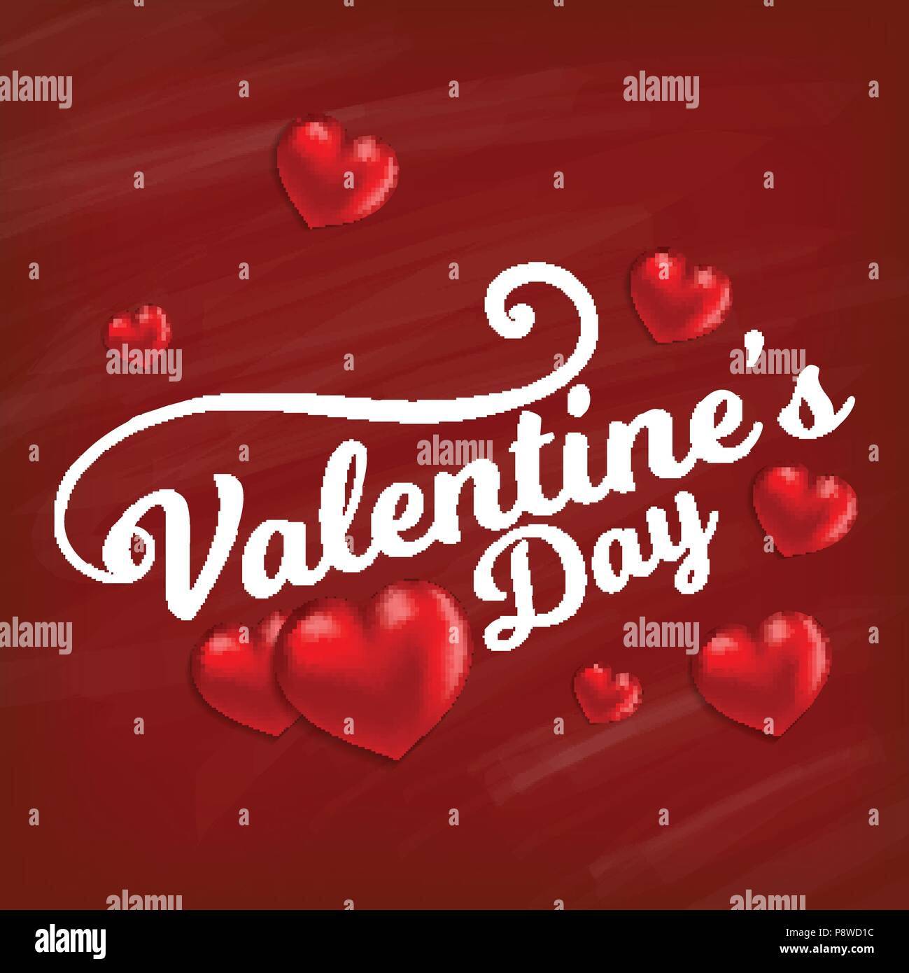 Valentine's day card with red pattern background. For web design and ...