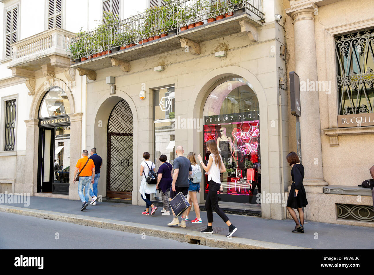 Via Montenapoleone, Milano luxury shopping street with most famous
