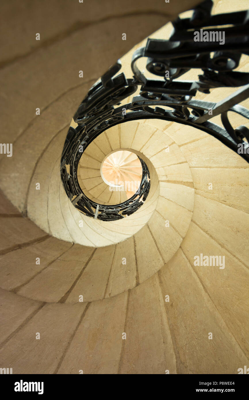 Spiral staircase in Jacques Coeur Palace, Bourges, Cher,  Centre-Val de Loire,   France Stock Photo