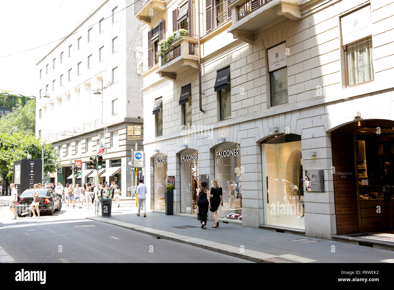 Via Montenapoleone, Milano: luxury shopping street with most famous fashion  brands, in a sunny day Stock Photo - Alamy