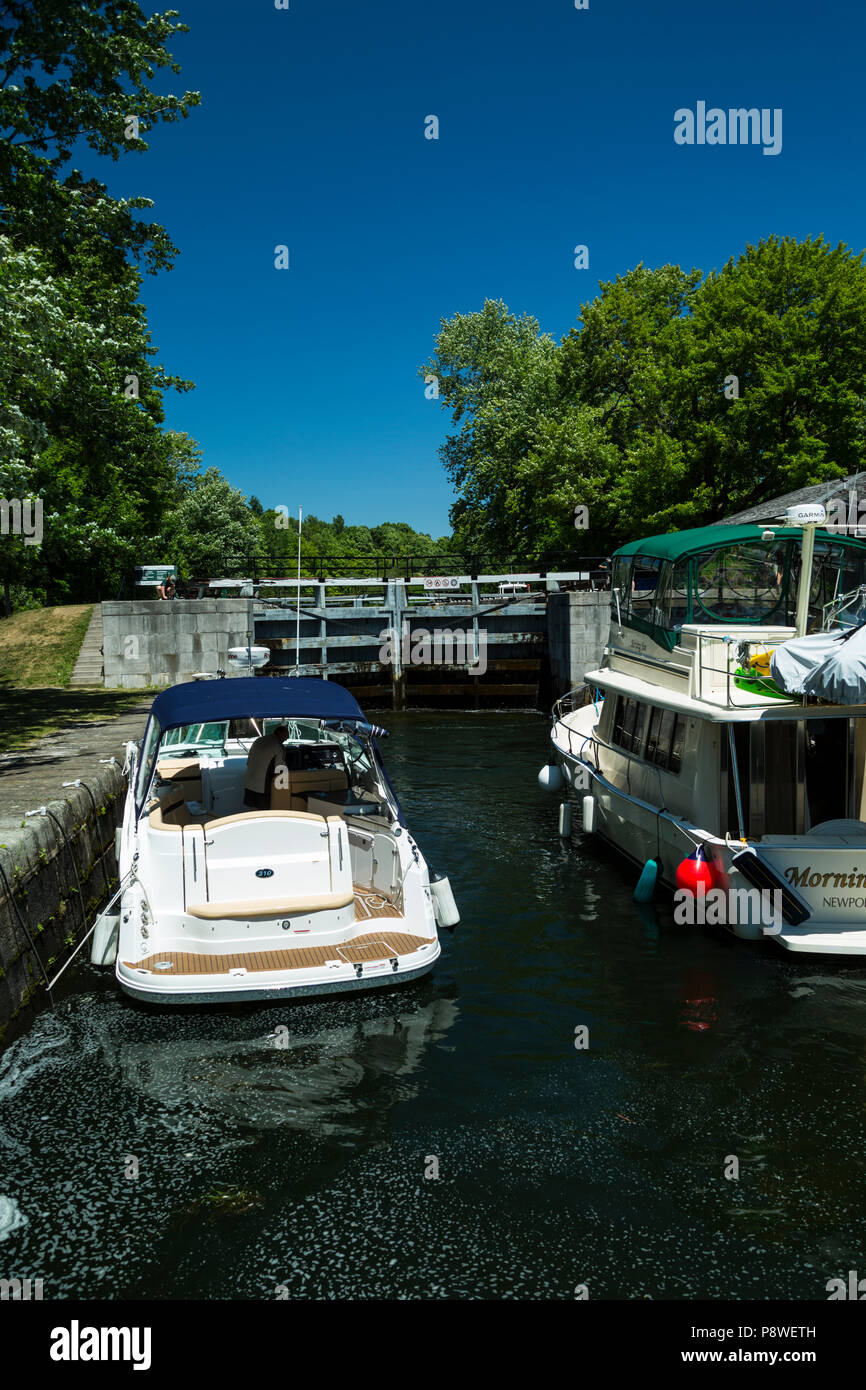 Rideau Canal, Lower Brewers Lock Ontario Canada Stock Photo