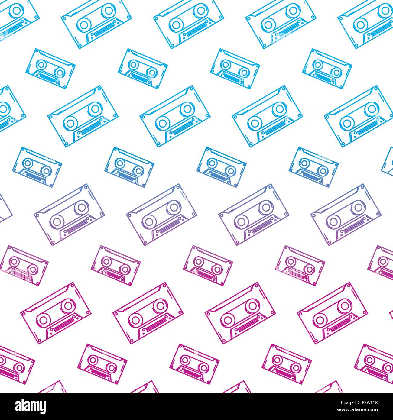 degraded line tape cassette retro music background vector illustration ...
