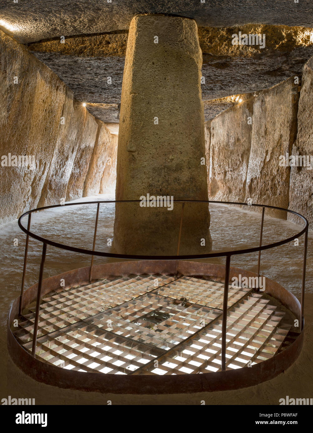Antequera, Spain - July 10th, 2018: Deep well at Dolmen of Menga, Antequera, Spain Stock Photo