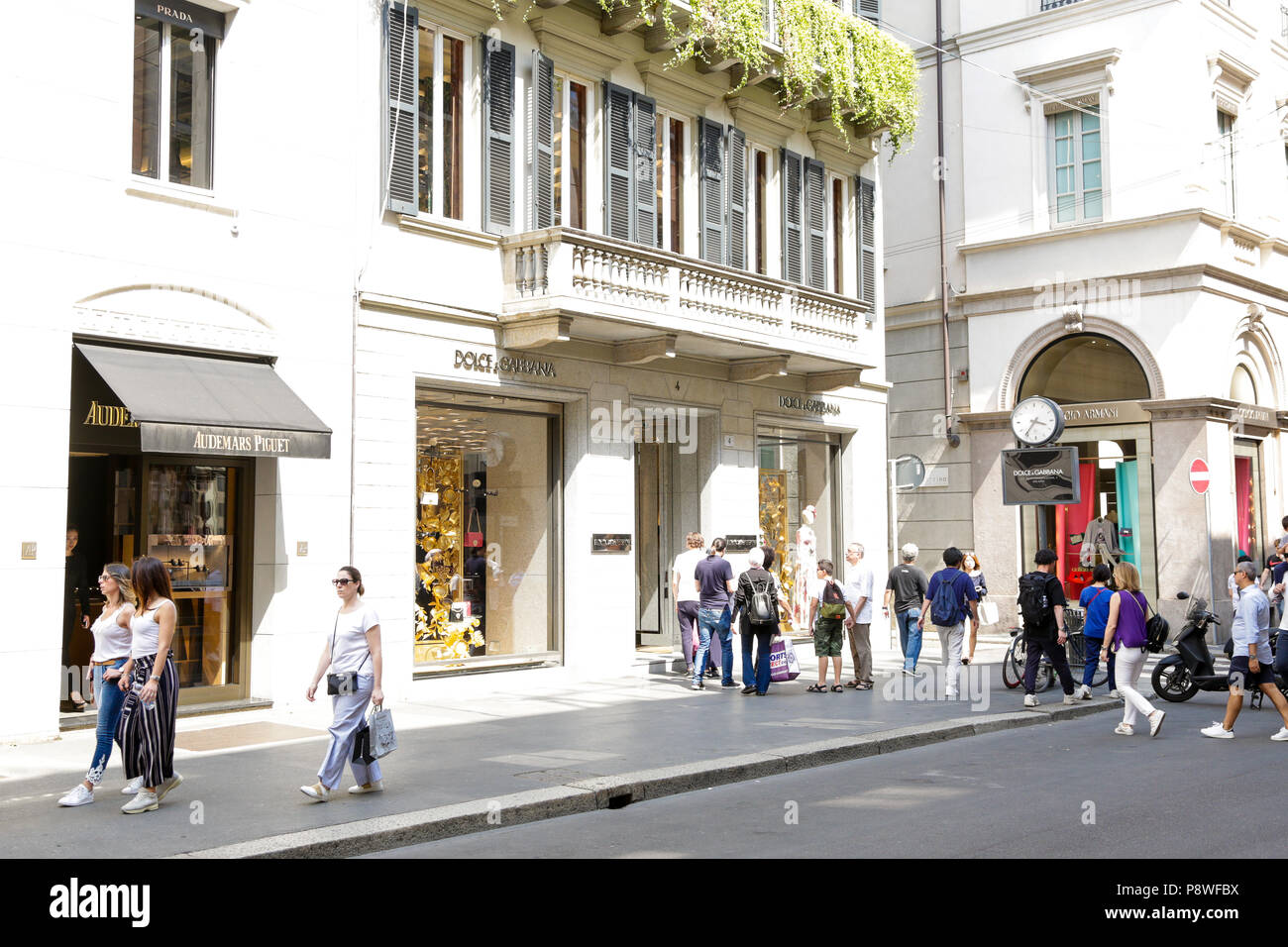 Via Montenapoleone, Milano luxury shopping street with most famous