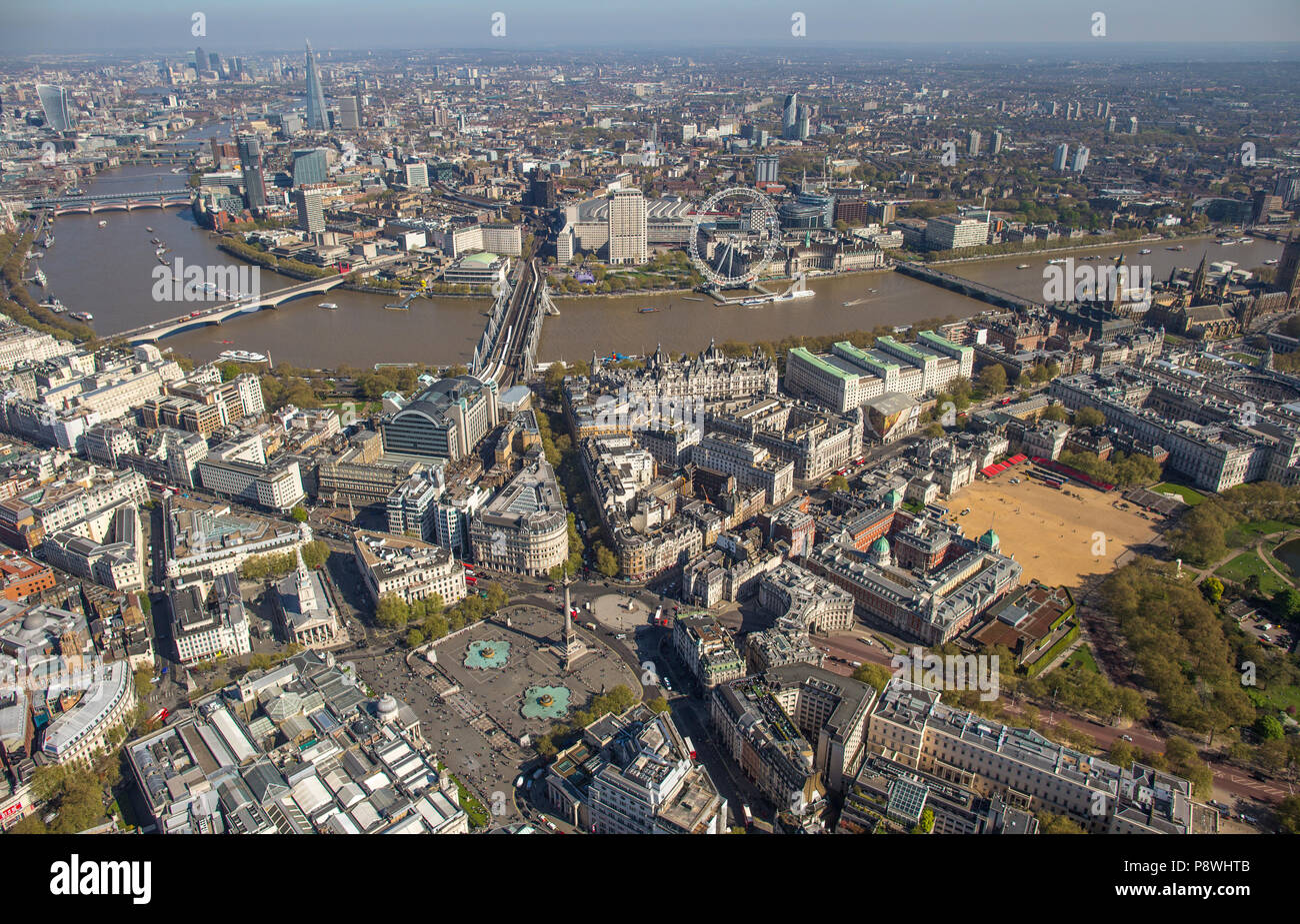 London Aerial view over the Thames Stock Photo