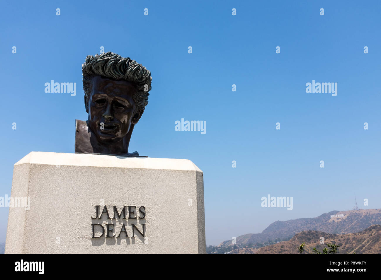 James Dean Memorial at Griffith Observatory & The Hollywood Sign Los Angeles, California Stock