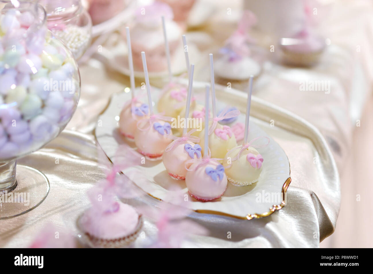 Beautiful Desserts Sweets And Candy Table At Wedding Reception Ot