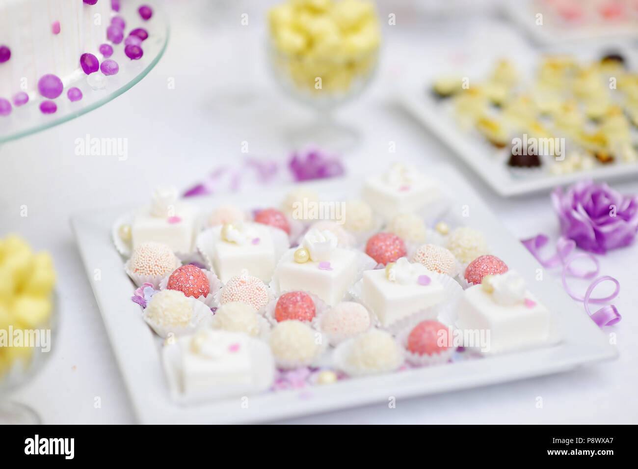 Beautiful Desserts Sweets And Candy Table At Wedding Reception Ot