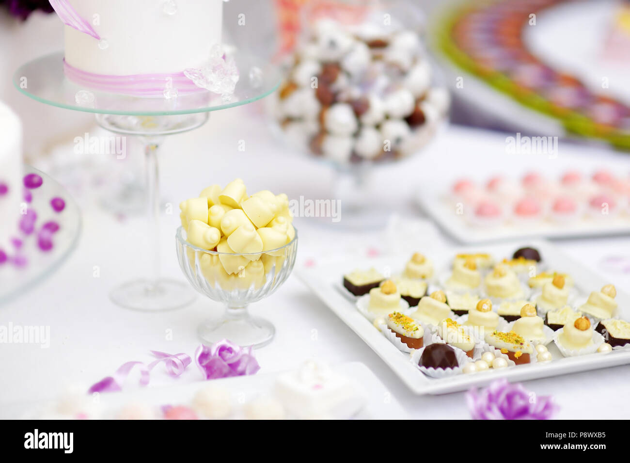 Beautiful Desserts Sweets And Candy Table At Wedding Reception Ot