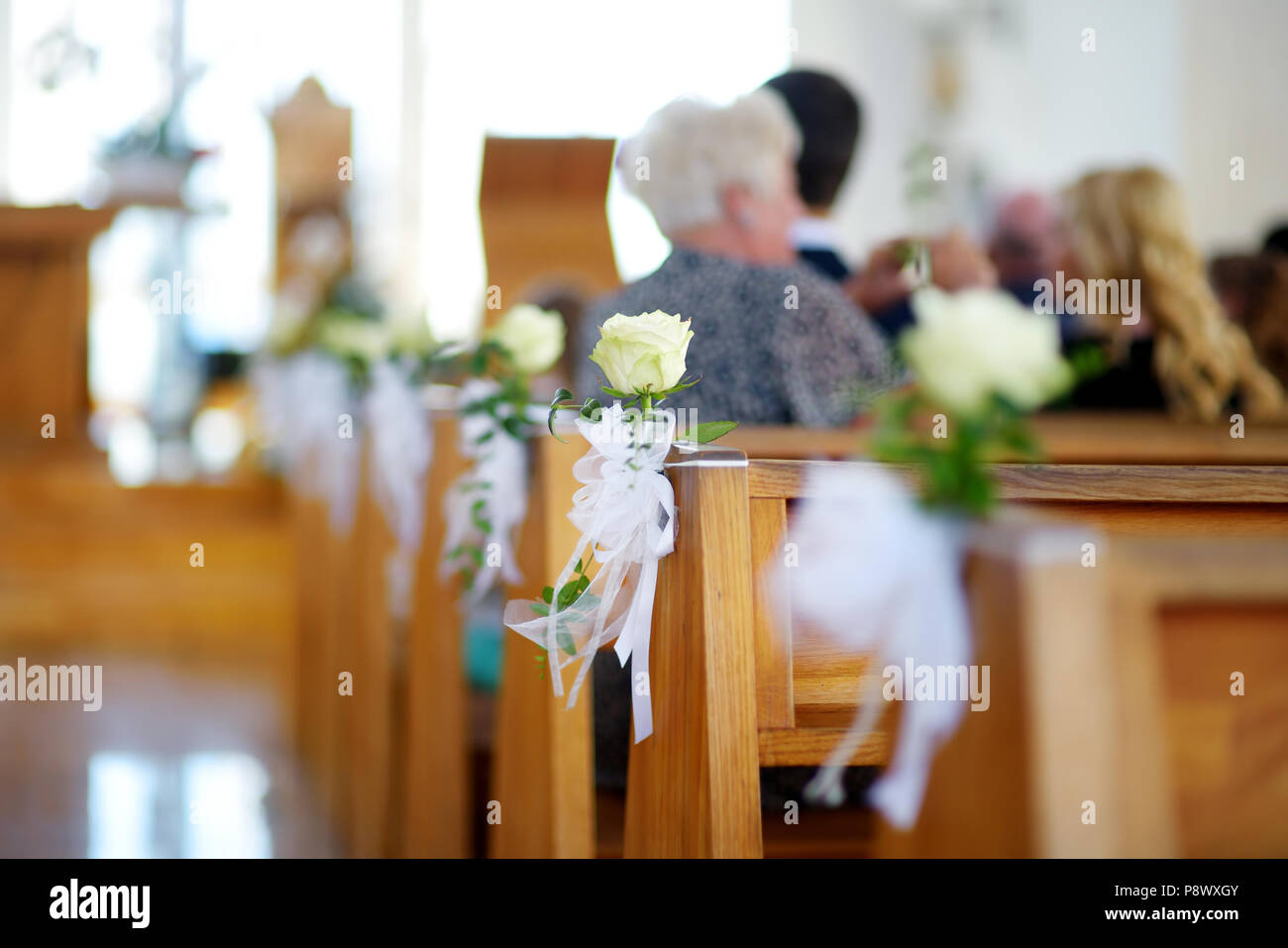 Beautiful Flower Wedding Decoration In A Church During Catholic
