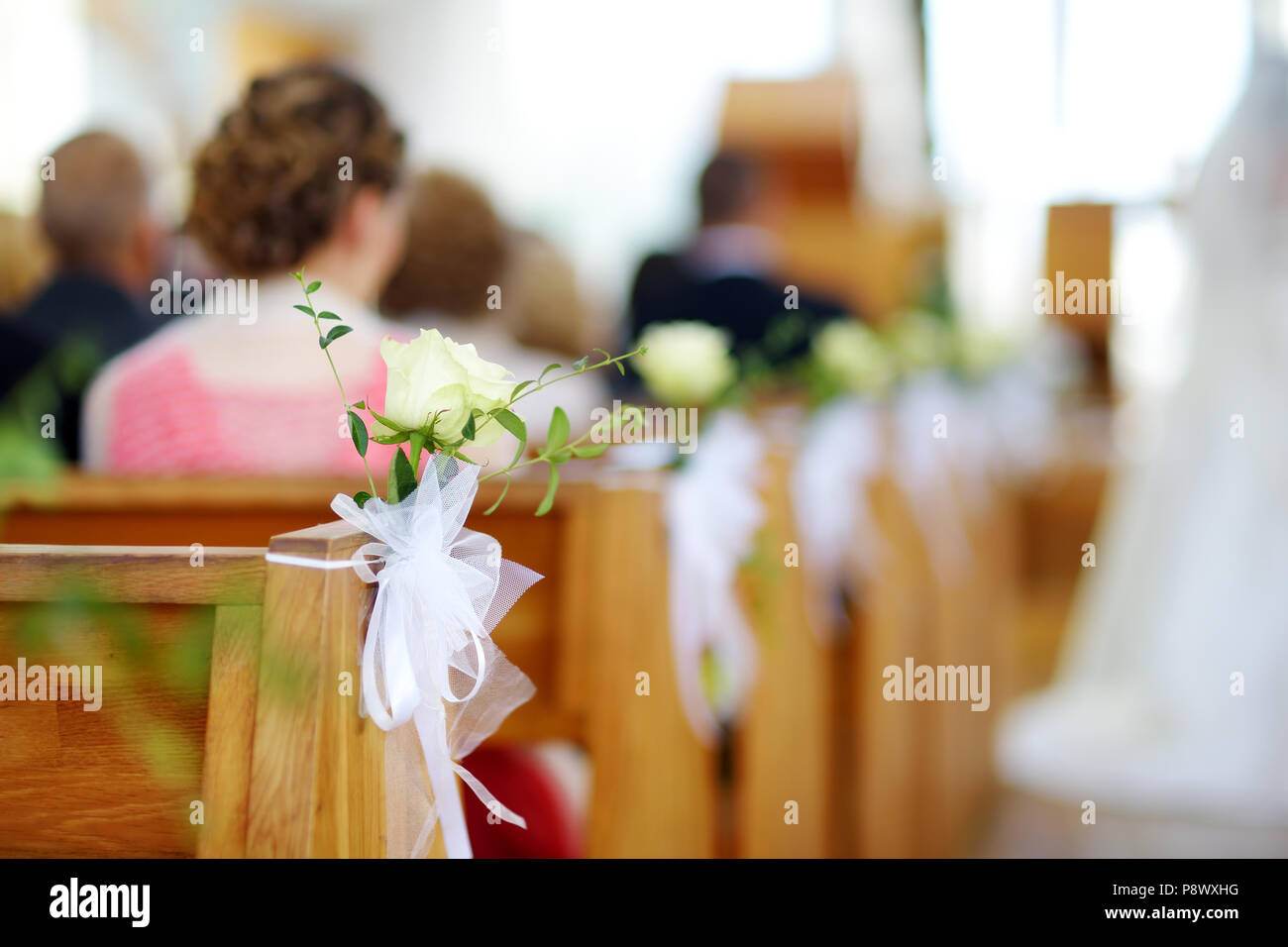 Beautiful Flower Wedding Decoration In A Church During Catholic