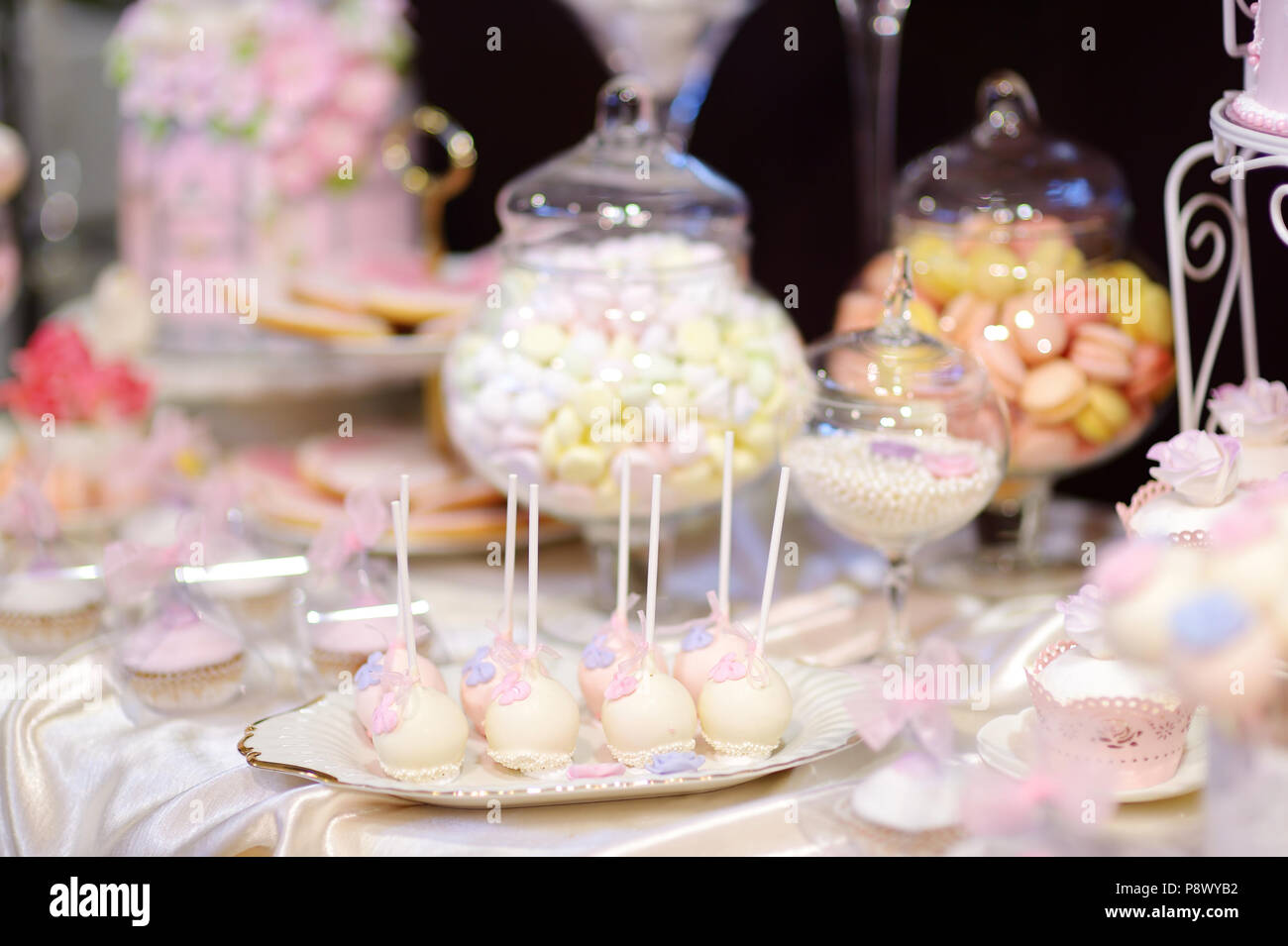 Beautiful Desserts Sweets And Candy Table At Wedding Reception Ot