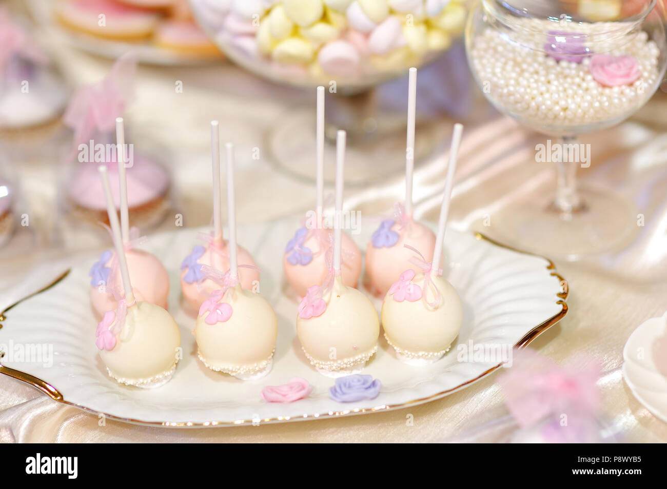 Beautiful Desserts Sweets And Candy Table At Wedding Reception Ot