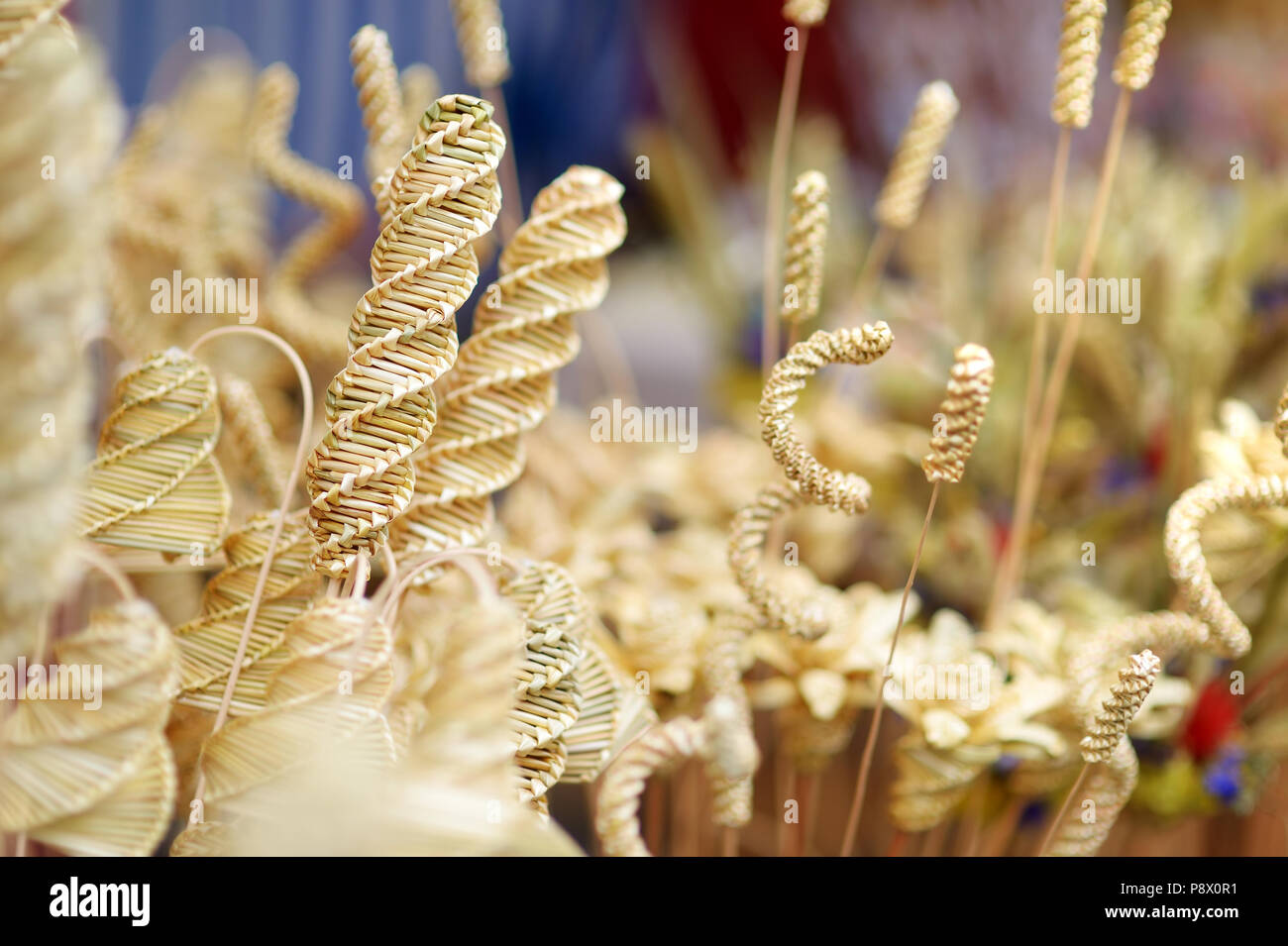 Traditional Lithuanian Easter palm known as verbos sold on spring market in Vilnius, Lithuania Stock Photo