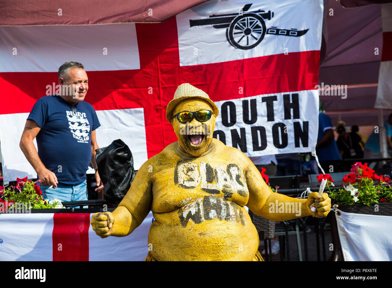 Moscow, Russia - June, 2018: English football fans on world cup championship in Moscow, Russia before the game Croatia-England Stock Photo