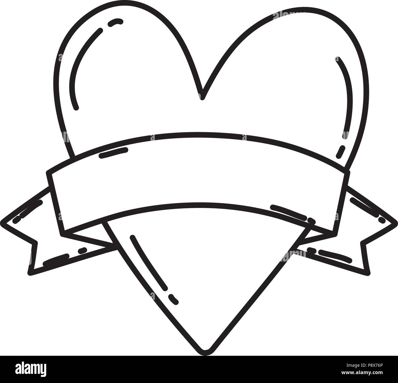 line heart love symbol with ribbon decoration vector illustration Stock ...
