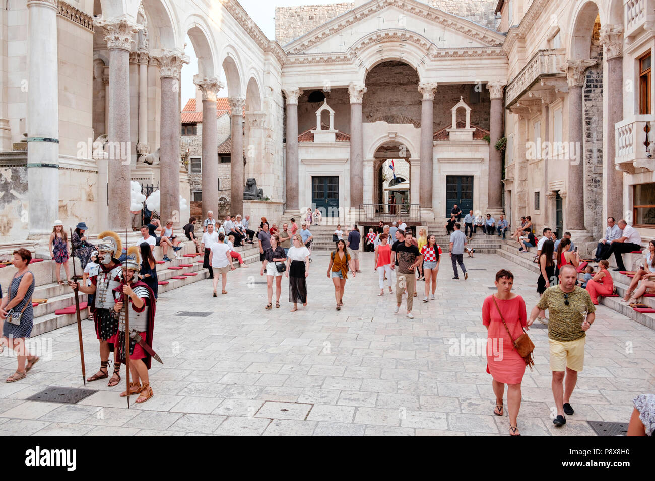 Tourists inside Diocletian's Palace, Spilt, Croatia Stock Photo