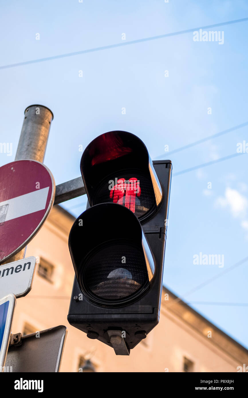 Traffic lights for lovers, Salzburg, Austria Stock Photo
