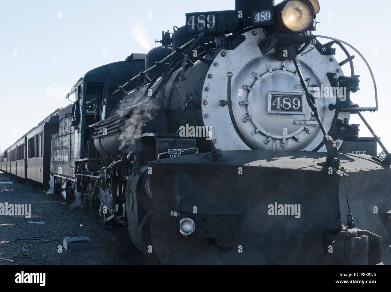 Cumbres and Toltec scenic Railroad restored steam engine 489 is a K–39 mikado class locomotive Stock Photo