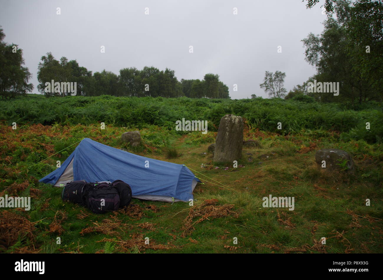 Wild Camping At Froggatt Edge Stone Circle John O Groats Duncansby Head To Lands End End To End Trail Derbyshire England Uk Stock Photo Alamy