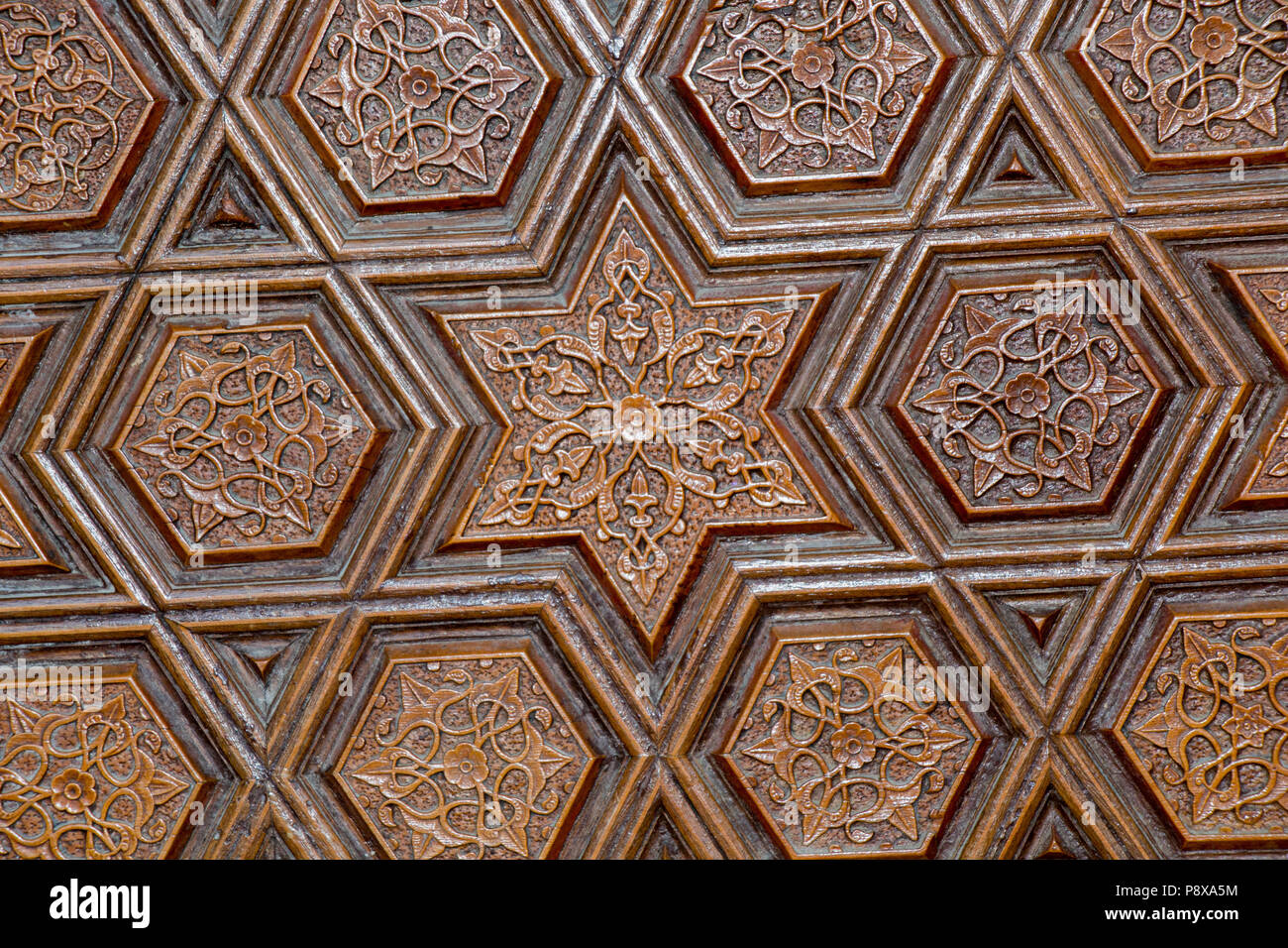 Ottoman Turkish art with geometric patterns on surfaces Stock Photo