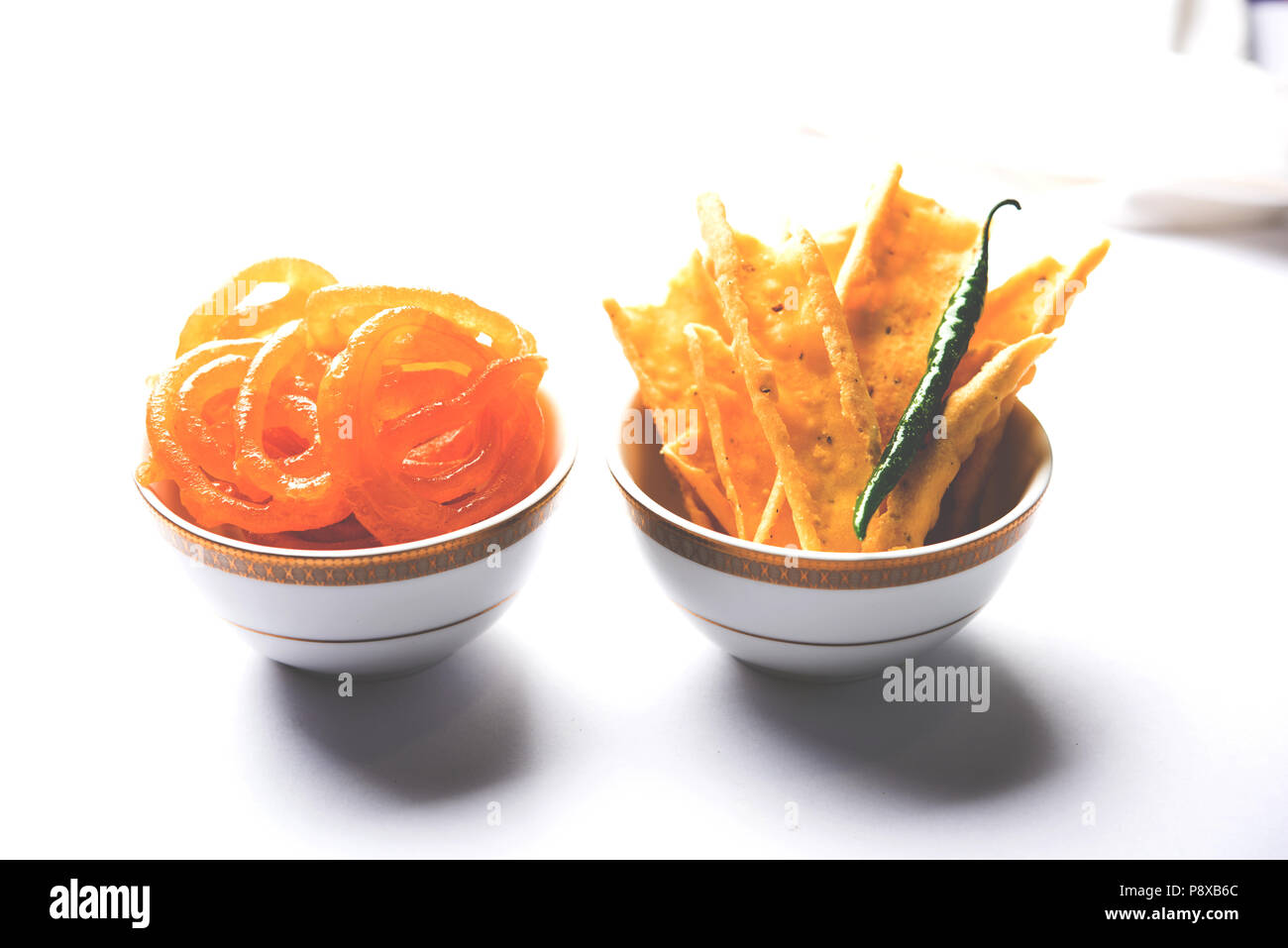 Crispy Fafda with sweet jalebi is an Indian snack most popular in ...
