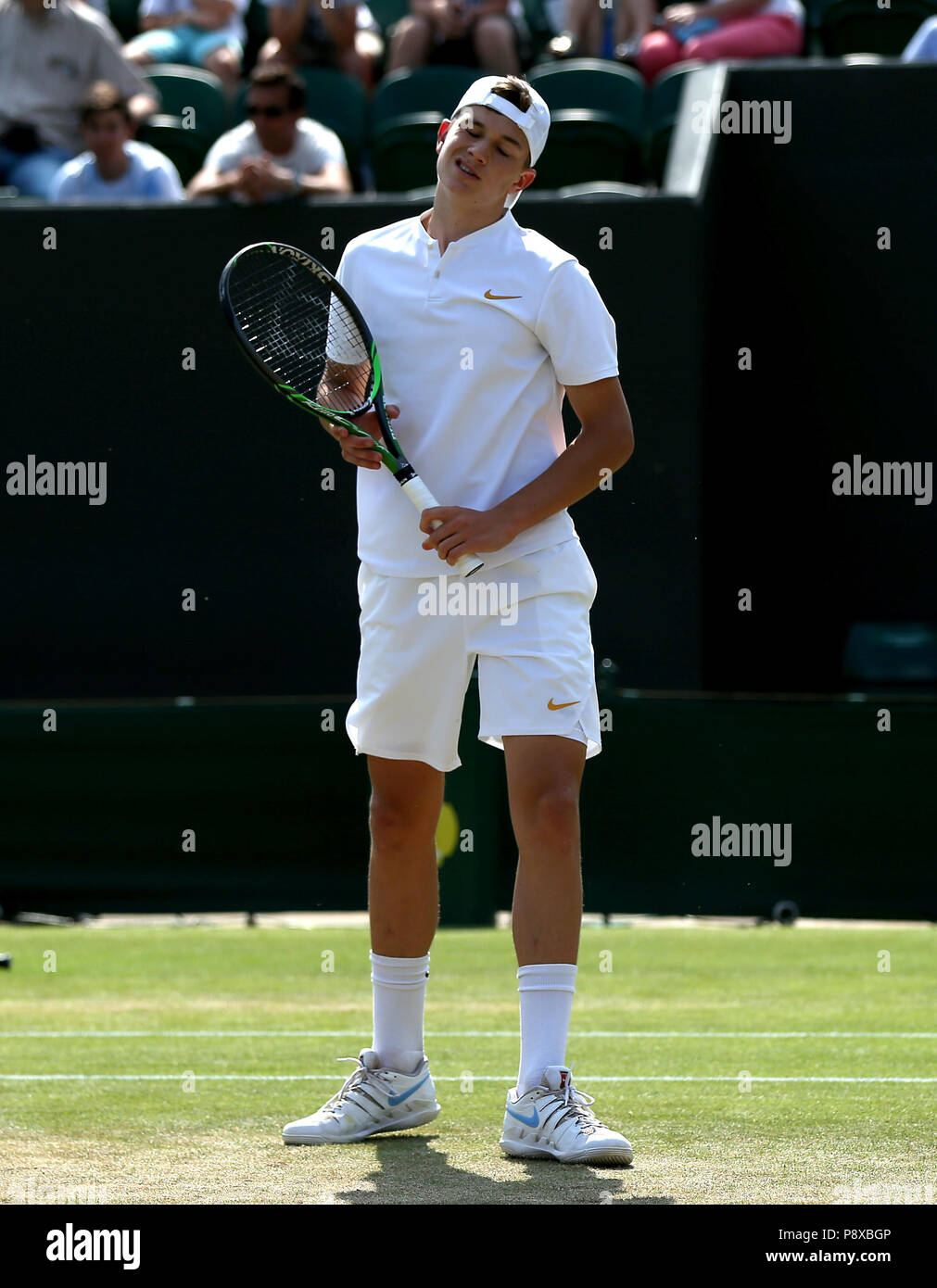 Jack Draper in action on day eleven of the Wimbledon Championships at the All England Lawn Tennis and Croquet Club, Wimbledon. PRESS ASSOCIATION Photo. Picture date: Friday July 13, 2018. See PA story TENNIS Wimbledon. Photo credit should read: Jonathan Brady/PA Wire. Stock Photo