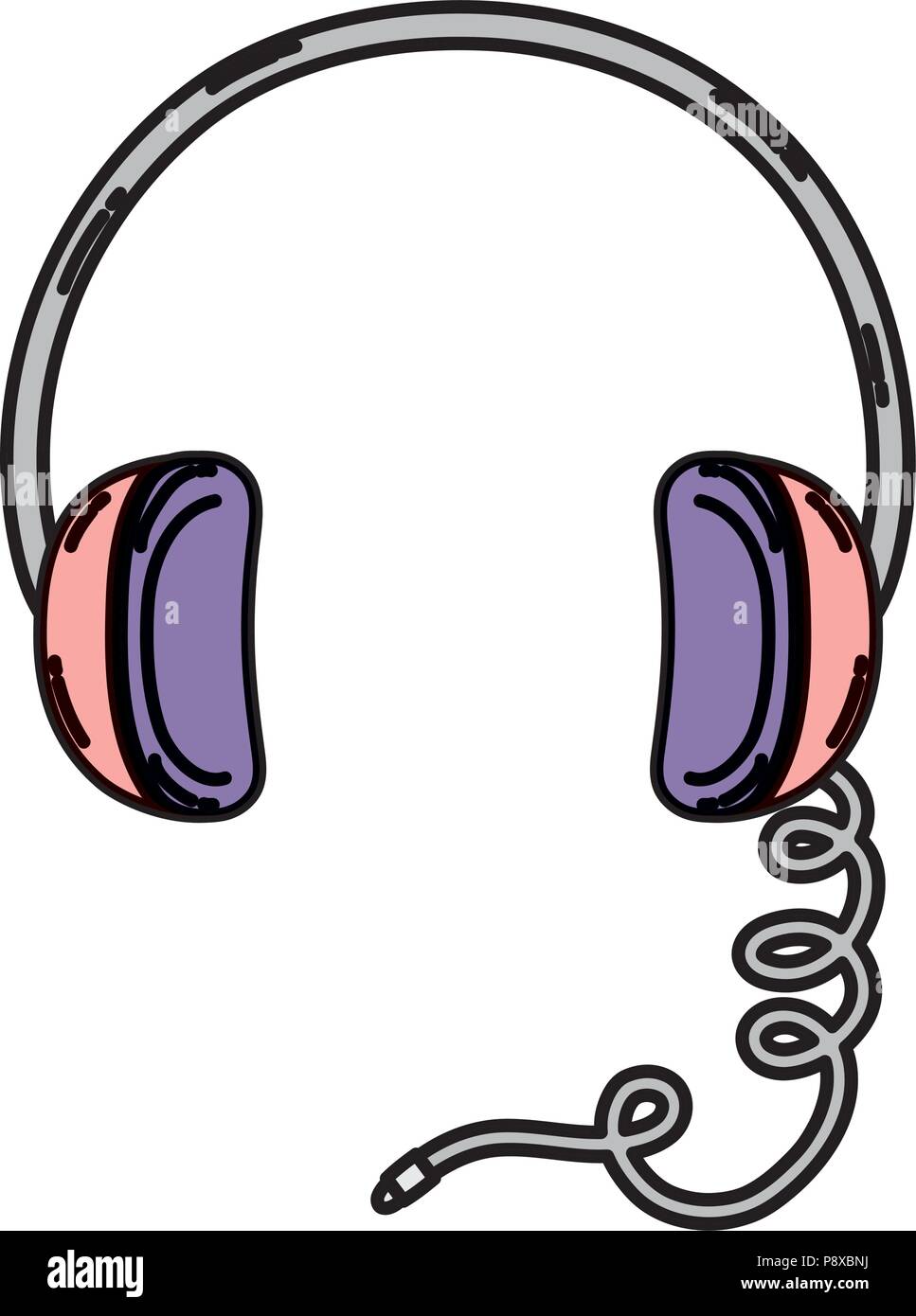 color headphone modern music audio technology vector illustration Stock ...